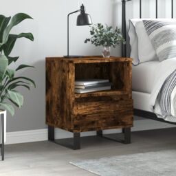 Berkfield Home Bedside Cabinet Smoked Oak 40x35x50 cm Engineered Wood in Brown - Size: 40 x 35 x 50 cm - thumbnail 1