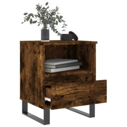 Berkfield Home Bedside Cabinet Smoked Oak 40x35x50 cm Engineered Wood in Brown - Size: 40 x 35 x 50 cm - thumbnail 4