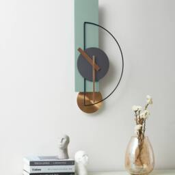 Wyld and Coco Light Green Metal Wall Clock 31 x 63 cm Minimalist No Numbers - thumbnail 1