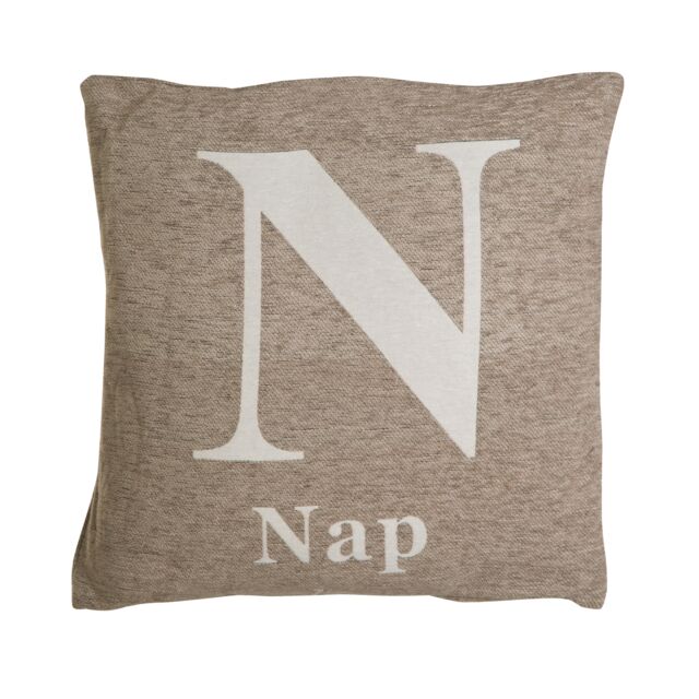 Orsina Nap Words Black Cushion in Natural - image 1