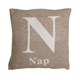 Orsina Nap Words Black Cushion in Natural - thumbnail 2