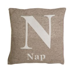 Orsina Nap Words Black Cushion in Natural - thumbnail 1