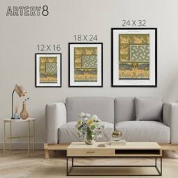 "Artery8 Swans Butterflies Deer Patterns Framed Canvas Wall Art Print Verneuil in Green - Size: W12"" x H16""" - thumbnail 4