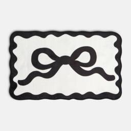 OHS Bow Velvet Bath Mat Soft Absorbent Shower Rug in White - thumbnail 3