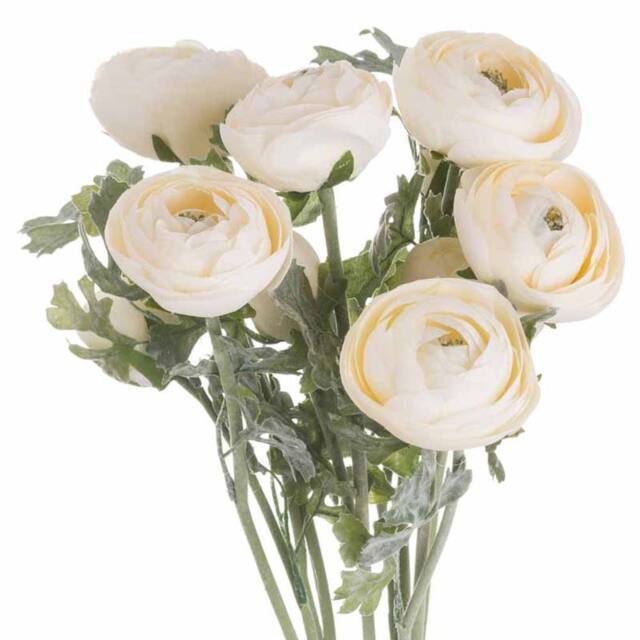 Lemon Pavilion Furniture and Decor Soft Cream Ranunculus Artificial Flower - L15 x W25 x H58 cm in Beige