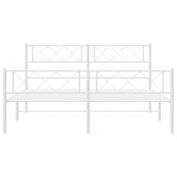 Berkfield Home Metal Bed Frame with Headboard & Footboard White 120x200 cm - Size: Small Double - thumbnail 4