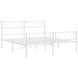 Berkfield Home Metal Bed Frame with Headboard & Footboard White 120x200 cm - Size: Small Double - thumbnail 5