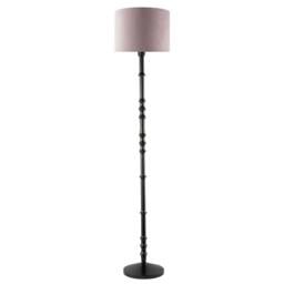 Happy Homewares Classic Black Wood Floor Lamp Base with Sleek Reeded Stem Pole Design - thumbnail 3