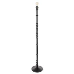 Happy Homewares Classic Black Wood Floor Lamp Base with Sleek Reeded Stem Pole Design - thumbnail 2