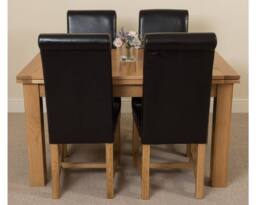 Thats Furniture Richmond 140-220cm Oak Extending Dining Table + 4 Washington Leather Chairs in Black - thumbnail 2