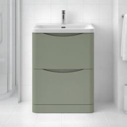 Balterley Bathroom Floor Standing 2 Drawer Vanity, Ceramic Basin, Green, 600mm in Green - thumbnail 6