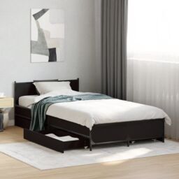 Berkfield Home Bed Frame with Drawers without Mattress Black 75x190 cm Small Single - thumbnail 1