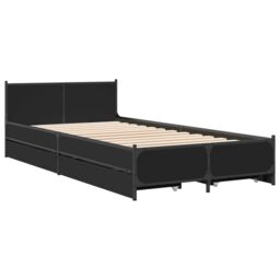 Berkfield Home Bed Frame with Drawers without Mattress Black 75x190 cm Small Single - thumbnail 3