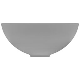 Berkfield Home Luxury Bathroom Basin Round Matt Light Grey 32.5x14 cm Ceramic - thumbnail 4