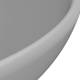 Berkfield Home Luxury Bathroom Basin Round Matt Light Grey 32.5x14 cm Ceramic - thumbnail 5