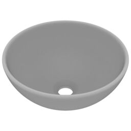 Berkfield Home Luxury Bathroom Basin Round Matt Light Grey 32.5x14 cm Ceramic - thumbnail 2