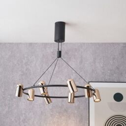 Ruma Black & Rose Gold Modern Chandelier Metal 8 Light LED Pendant Ceiling Light - thumbnail 1