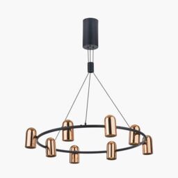 Ruma Black & Rose Gold Modern Chandelier Metal 8 Light LED Pendant Ceiling Light - thumbnail 2