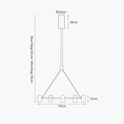 Ruma Black & Rose Gold Modern Chandelier Metal 8 Light LED Pendant Ceiling Light - thumbnail 6