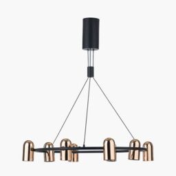 Ruma Black & Rose Gold Modern Chandelier Metal 8 Light LED Pendant Ceiling Light - thumbnail 3