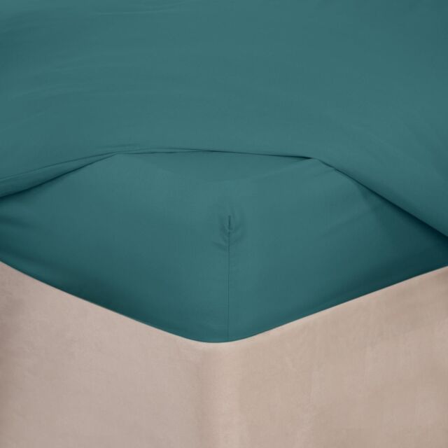 OHS Plain Dyed Non-Iron Fitted Bed Sheet in Teal - Size: Single Fitted - image 1