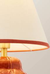 ValueLights Gourdette Burnt Orange Table Lamp with Tapered Trim Shade & Bulb - thumbnail 3
