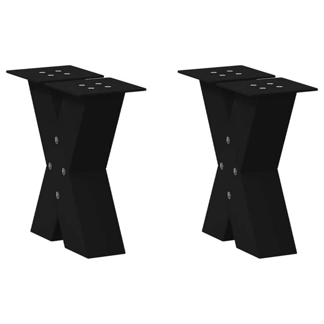 Berkfield Home Coffee Table Legs X-Shaped 2 pcs Black 30x(30-31) cm Steel - image 1