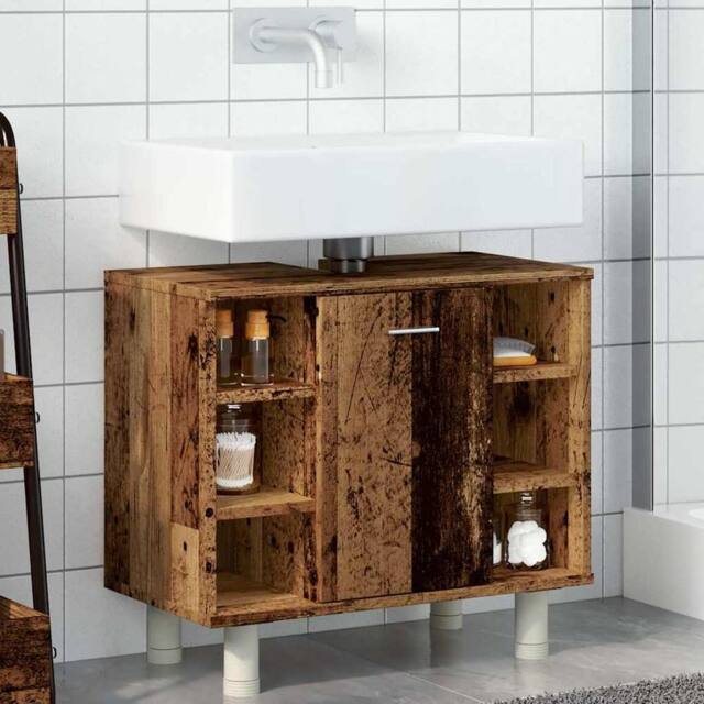 Berkfield Home Stylish Bathroom Cabinet Old Wood 60x32x53.5 cm Engineered Wood in Brown - image 1