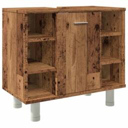 Berkfield Home Stylish Bathroom Cabinet Old Wood 60x32x53.5 cm Engineered Wood in Brown - thumbnail 3