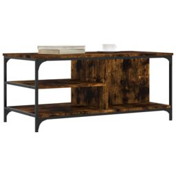 Berkfield Home Coffee Table Smoked Oak 100x50x45 cm Engineered Wood in Brown - Size: 100 x 50 x 45 cm - thumbnail 3