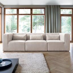 Abakus Direct Doris 4 Seater Sofa in White Cord Chenille - thumbnail 1