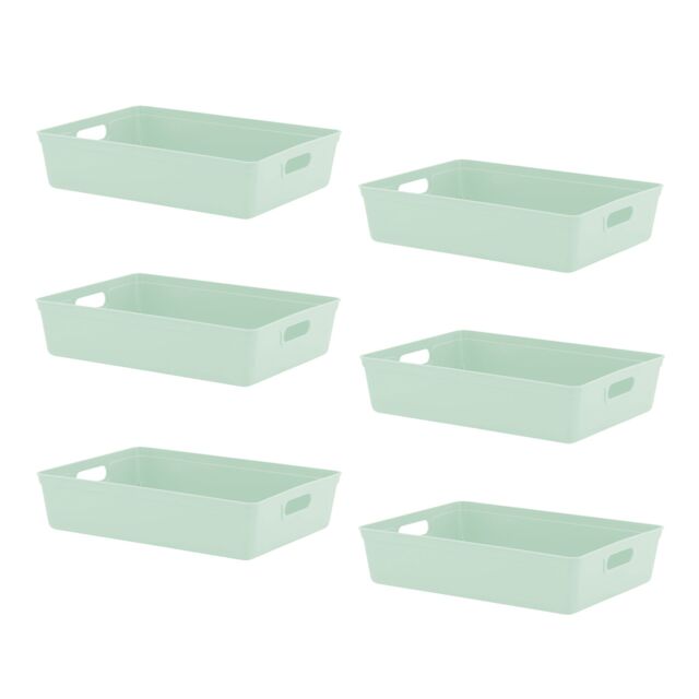 simpa 6L Plastic Studio Organiser Trays with Handles - Set of 6 in Pale Green - image 1