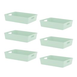 simpa 6L Plastic Studio Organiser Trays with Handles - Set of 6 in Pale Green