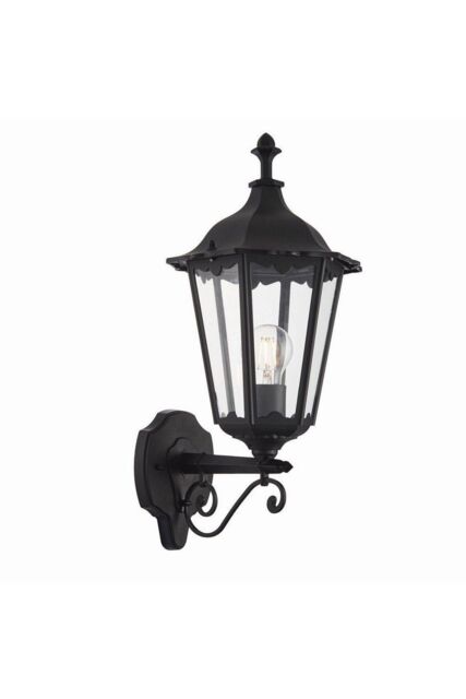 Netlighting Burford 1 Light Outdoor Wall Lantern Matt Black Paint Glass IP44 E27 - image 1