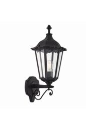 Netlighting Burford 1 Light Outdoor Wall Lantern Matt Black Paint Glass IP44 E27 - thumbnail 1