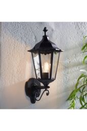 Netlighting Burford 1 Light Outdoor Wall Lantern Matt Black Paint Glass IP44 E27 - thumbnail 2