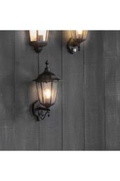 Netlighting Burford 1 Light Outdoor Wall Lantern Matt Black Paint Glass IP44 E27 - thumbnail 5