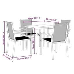 Berkfield Home Beautiful 5 Piece Garden Dining Set Black Textilene & Steel - thumbnail 9