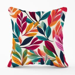 Warren Reed - Designer Bright Leaves Pattern Outdoor Cushion in Orange - Size: 60 cm x 60 cm - thumbnail 1