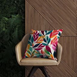 Warren Reed - Designer Bright Leaves Pattern Outdoor Cushion in Orange - Size: 60 cm x 60 cm - thumbnail 2