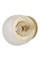 ValueLights Calpe Small Ribbed Glass Flush Ceiling Wall Light with LED Bulb in Gold - thumbnail 6