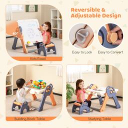 Costway 6-In-1 Multi-activity Play Table & Chair Set Folding Painting Easel - thumbnail 4