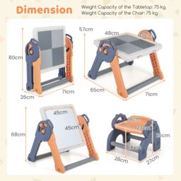 Costway 6-In-1 Multi-activity Play Table & Chair Set Folding Painting Easel - thumbnail 5