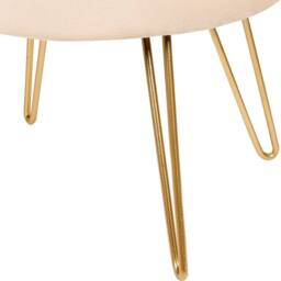 Wyld and Coco Light Beige Velvet Storage Pouffe 42 x 42 x 44 cm with Gold Metal Legs - thumbnail 7