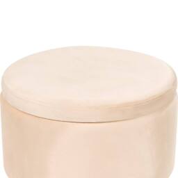 Wyld and Coco Light Beige Velvet Storage Pouffe 42 x 42 x 44 cm with Gold Metal Legs - thumbnail 6