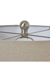 KDMD Squat White Beaded Ceramic Lamp with Linen Shade - Coastal Boho Decor - thumbnail 2