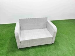 Fimous 4 Seater Outdoor Love Sofa Set Rattan Garden Furniture Set with Square Coffee Table Light Grey - thumbnail 5