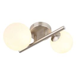 Netlighting Riha Globe Wall Lights Nickel Matt Opal Glass Shade 2x G9 3000K in Grey - thumbnail 1