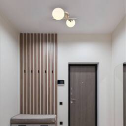 Netlighting Riha Globe Wall Lights Nickel Matt Opal Glass Shade 2x G9 3000K in Grey - thumbnail 4