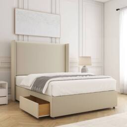 "BSSPOKE Austin Divan Bed Plush 54"" Headboard 2Drawers Footend & No Mattress in Cream - Size: Double" - thumbnail 1